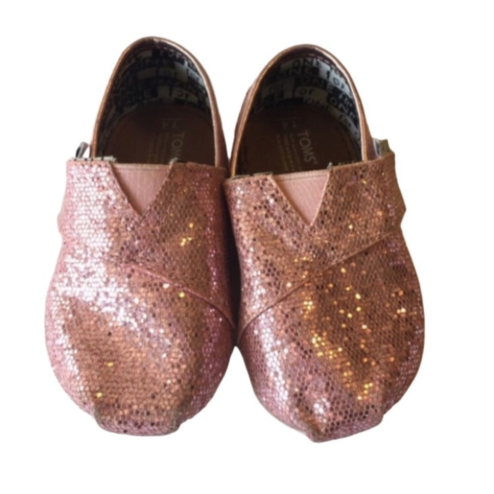 TOMS Pink Sequin Alpargatas Flats